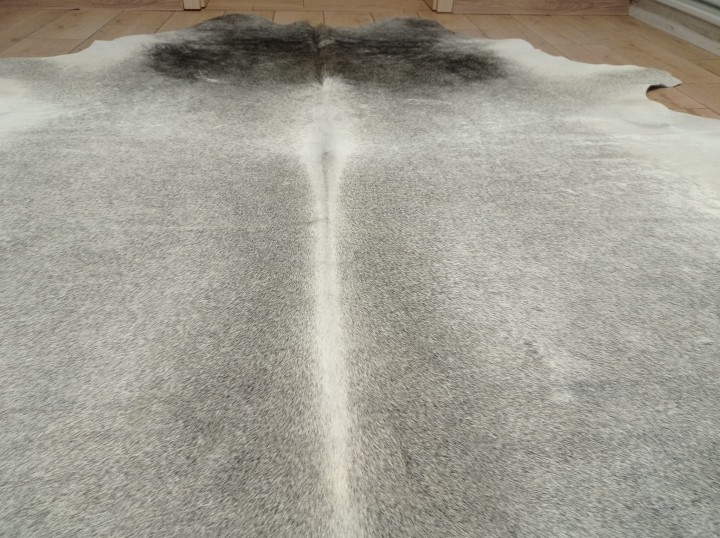 Zbliżenie na lśniące włosie ogromnej szarej skóry bydlęcej XXL - dekoracyjneskory.pl