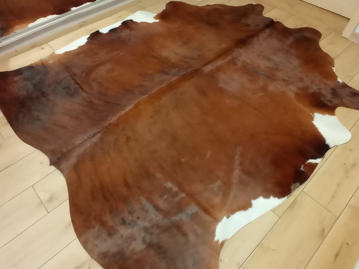 Naturalna skóra bydlęca 230x210 cm rozłożona w dużym salonie - TYGRYS - dekoracyjneskory.pl