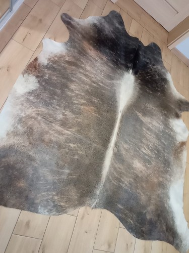 Naturalna skóra bydlęca 22x215 cm rozłożona w dużym salonie - TYGRYS - dekoracyjneskory.pl