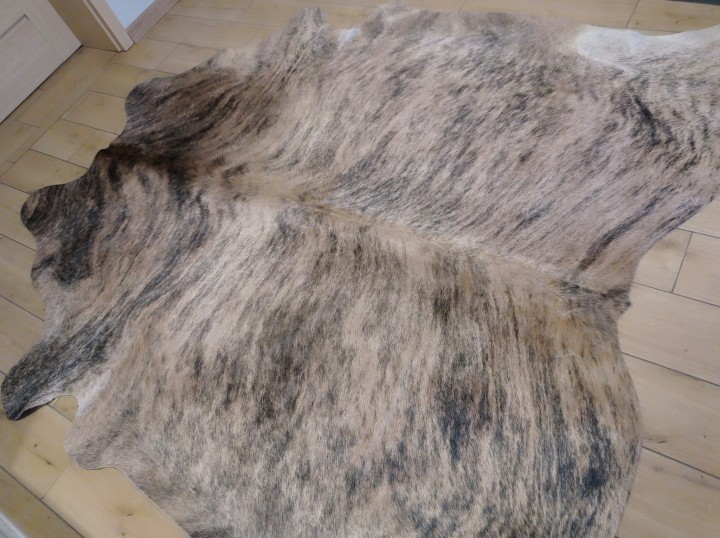 Naturalna skóra bydlęca 225x215 cm rozłożona w dużym salonie - TYGRYS - dekoracyjneskory.pl