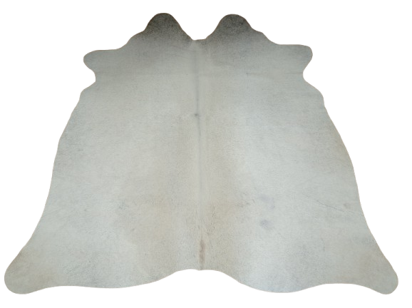 Naturalna skóra bydlęca KREMOWO-SZARA 155x145 cm rozłożona w dużym salonie  - dekoracyjneskory.pl