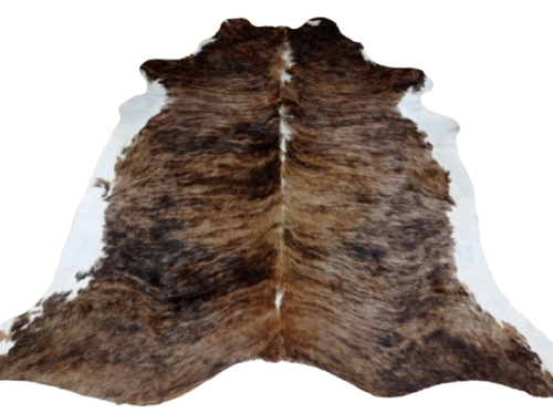 Naturalna skóra bydlęca TYGRYS 205x195 cm rozłożona w dużym salonie  - dekoracyjneskory.pl