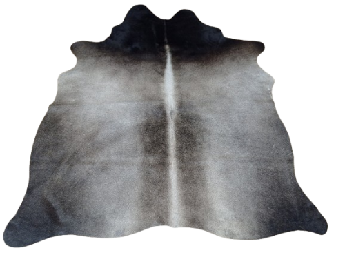 Naturalna skóra bydlęca SZARO-BRĄZOWA 140x130 cm rozłożona w dużym salonie  - dekoracyjneskory.pl