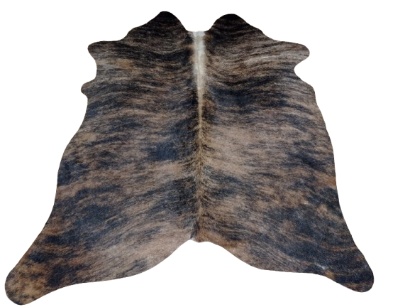 Naturalna skóra bydlęca TYGRYS BRĄZOWO-RUDY 140x125 cm rozłożona w dużym salonie  - dekoracyjneskory.pl